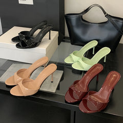 Lbsfy Fashion Thin High Heels Slippers Women Concise Open Toe Summer Slides Female Footwear Shallow Elegant Sandals Ladies Pumps