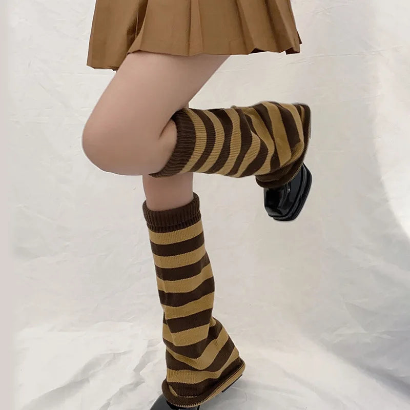 Lbsfy Socks Woman Autumn and Winter Leg Warmer Wide Legs Black White Lolita Socks for Women Stripe