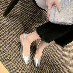 LBSFY -Fashion Spring Autumn Elegant Women Pumps Slip On Loafers Round Toe Square Heels Belt Buckle Casual Comfortable Shoes