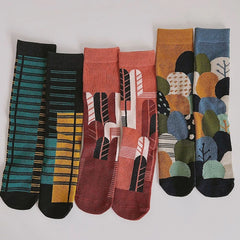 Lbsfy 5 Pairs Fashion Harajuku Socks Novelty Creative Illustration Unisex Socks Men and Women Soft Cotton Mid Tube Socks Sets Lovers