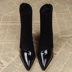 LBSFY -Ankle Boots Women Chunky Mid Heels Suede Shoes Woman Pointed Toe 2024 Trend Winter New Goth Walking Snow Chelsea Botas De Mujer