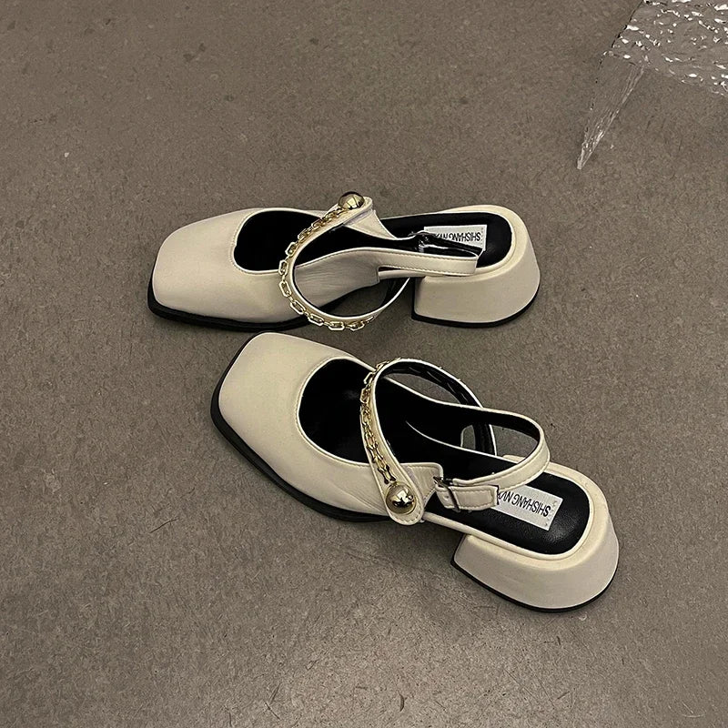 LBSFY  Square Toe Women Mary Jane Shoes Fashion Shallow Shoes Spring Ladies Elegant Party Dress Pumps