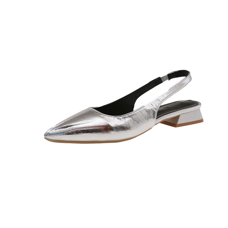 LBSFY -Luxury Elegant Fashion Patent Leather Pointed Toe Women Pumps Elegant Low Heels Sandals Casual Dress Street Style Shoes