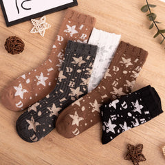 Lbsfy 5 Pairs Women Sock 1 Set Cotton Lady Graffiti Stars Print Cute Kawaii Harajuku Streetwear Socks Pack Calcetines Mujer Girls Gift