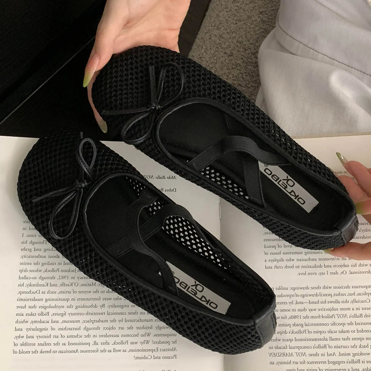LBSFY -Spring Autumn Fashion Elastic Band Mesh Buckle Women Ballet Flats Round Toe  Casual Mules Shoes Zapatos De Mujer