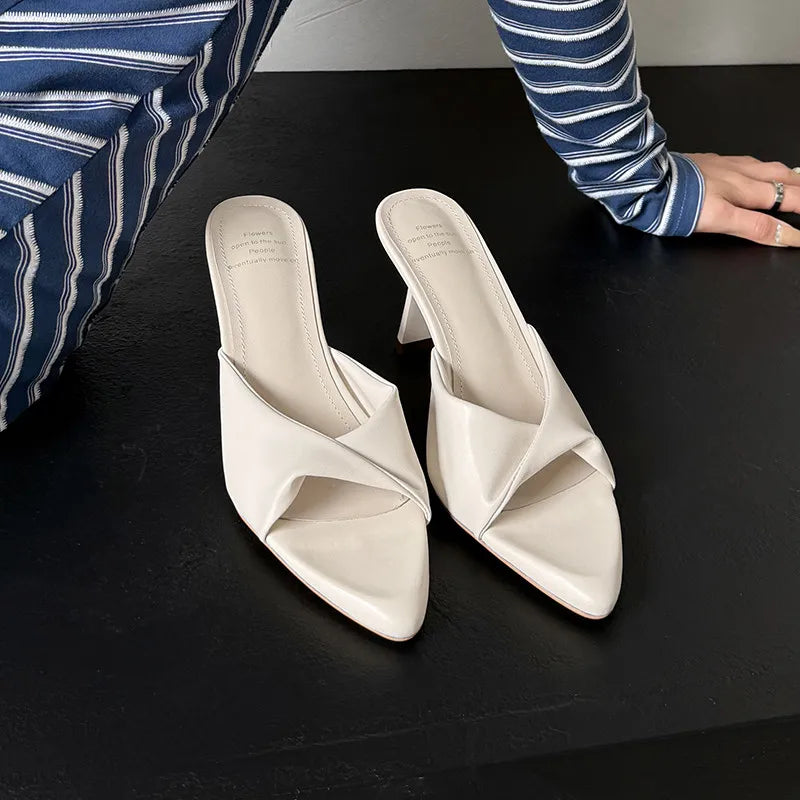 LBSFY  -  Fashion Sandals Women's New High Quality Pointed Open Toe Flipped High Heel Slippers Modern Summer Open Shoes