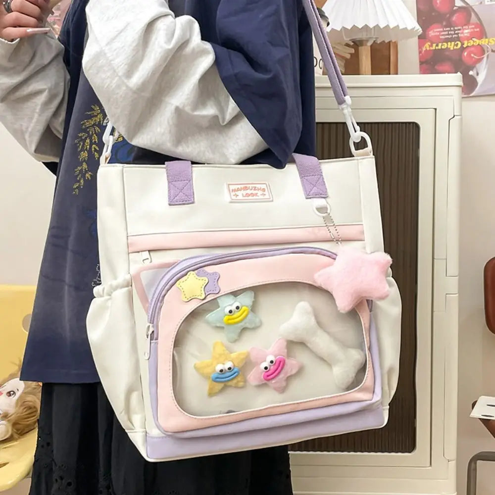 LBSFY -Fashion Japanese Style Transparent Itabag Large Capacity Pvc JK Shoulder Bag Casual Harajuku Canvas Tote Bag Girls