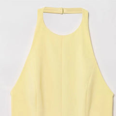 LBSFY -Versatile Halter Neck Backless Short Dress New A-line Zipper Solid Color Yellow Party Dress Fashion Vestidos Woman Clothing
