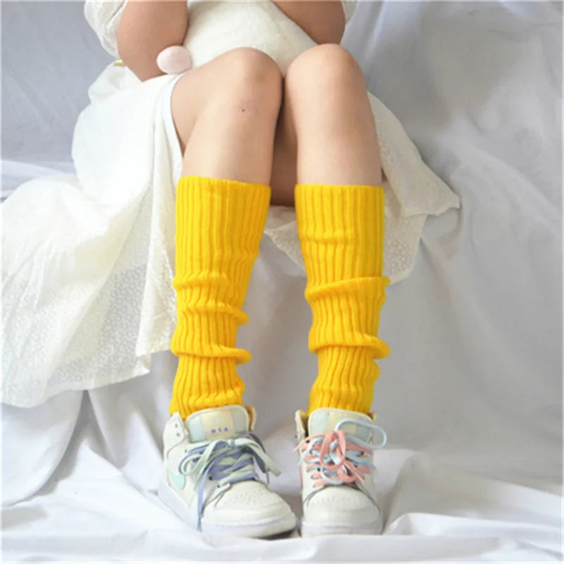 Lbsfy Candy Color Sweet Girl Leg Warmers NEW Korean Knitted Foot Cover Women Solid Color Autumn Winter Stylish Elastic Long Tube Sock
