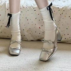LBSFY -Silver Toe- Covered Sandals Women Summer Outdoor Wear High Heel Small Stiletto Fashionable French Style Mary Jane Shoes