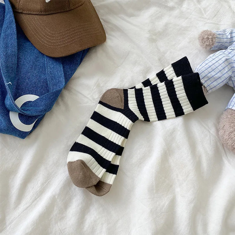 Lbsfy Socks Women Autumn Spring Winter Korea Style Harajuku Street Sport Cotton Stripes Casual Skateboard Mid-tube Sock For Girls Gift