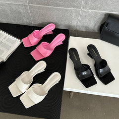 LBSFY -Brand New Women Slipper Summer Outdoor Sandals Square High Heel Slip On Flip Flop Mujer