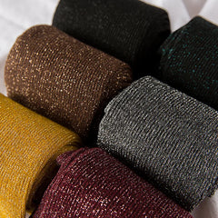 Lbsfy Bright Sparkling Women's Socks Fashion Glitter Shiny Sock Sweet Cute golden silver socks Spring Autumn Breathable Soxs