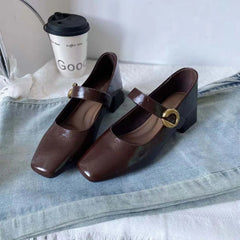 LBSFY -New Style Fashionable Designer Vintage Women Mary Jane Shoes Women's Square Toe Shoes Spring Autumn Elegant Low Heels Sandals