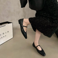 LBSFY -Luxury Designer Women Mary Jane Flat Shoes Fashion Shallow Buckle 2024 Ladies Comfort Soft Sole Flat Heel Ballerina Shoes