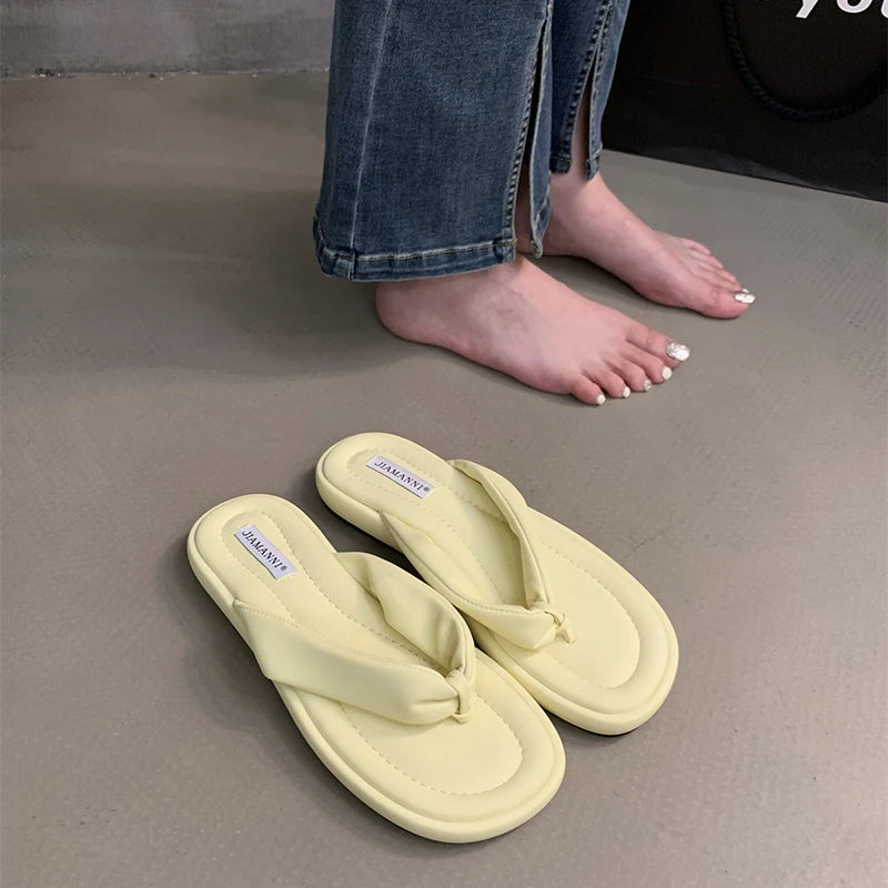 LBSFY  - 2024 Summers Women Slippers Fashion Elegant Clip Toe Soft Sole Flats Slides Shoes Ladies Outdoor Beach Sandalias Flip Flop