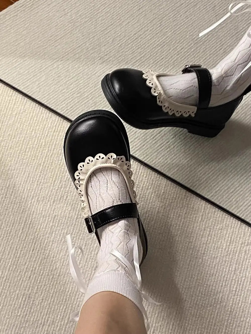 LBSFY -Woman Pumps Gothic Shoes for Women Kawaii Mary Jane Evening Black Cute Low Heel Elegant Japanese Style Lolita Round Toe L Korean
