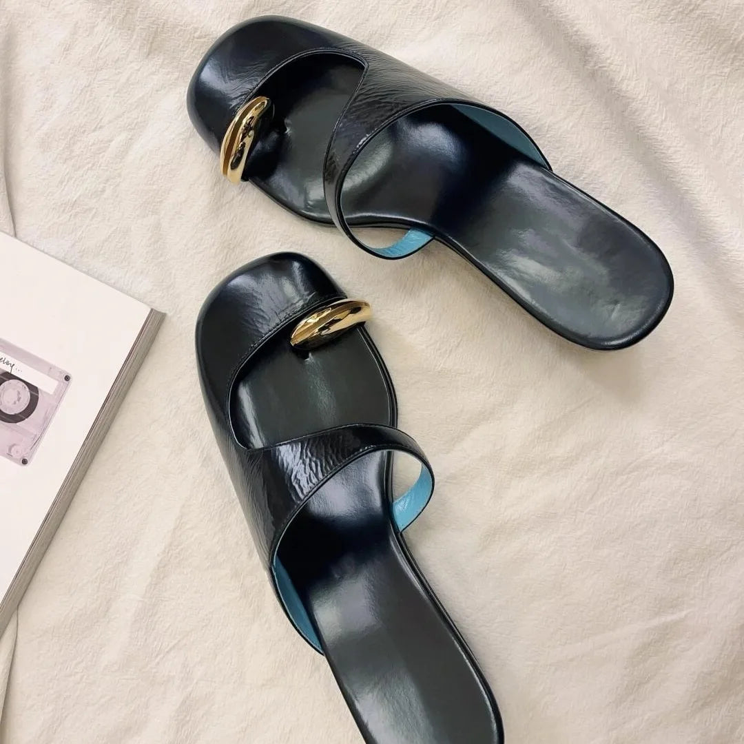 LBSFY  -  Metal Set Toe Wedge Slippers for Girls Baotou Slippers Women's New Casual Slippers Sandalias De Mujer Verano 2024 Zapatos