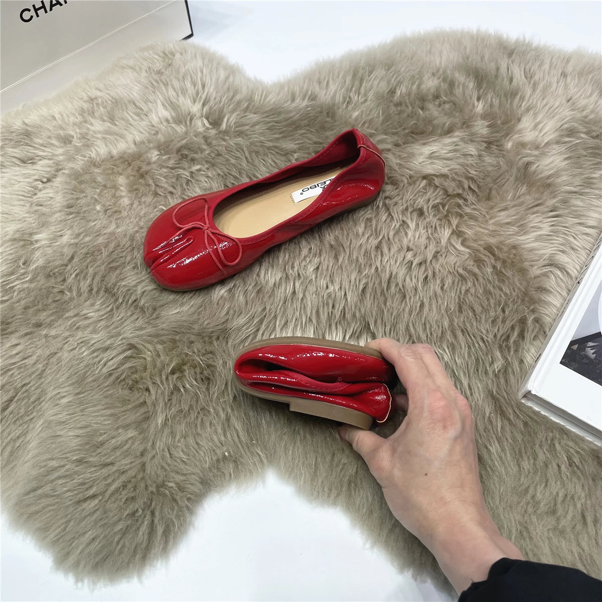 LBSFY -Women Flats New Slip On Flat Loafers Patchwork Square Toe Shallow Ballet Shoes knitting Casual Flat Shoes Ballerina