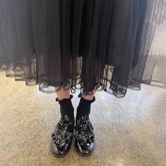 LBSFY  -  High Quality Thick Heeled Casual Shoes for Women Korean Style Fashion Shallow Mouth Flower Women Shoes Zapatos De Mujer 2024