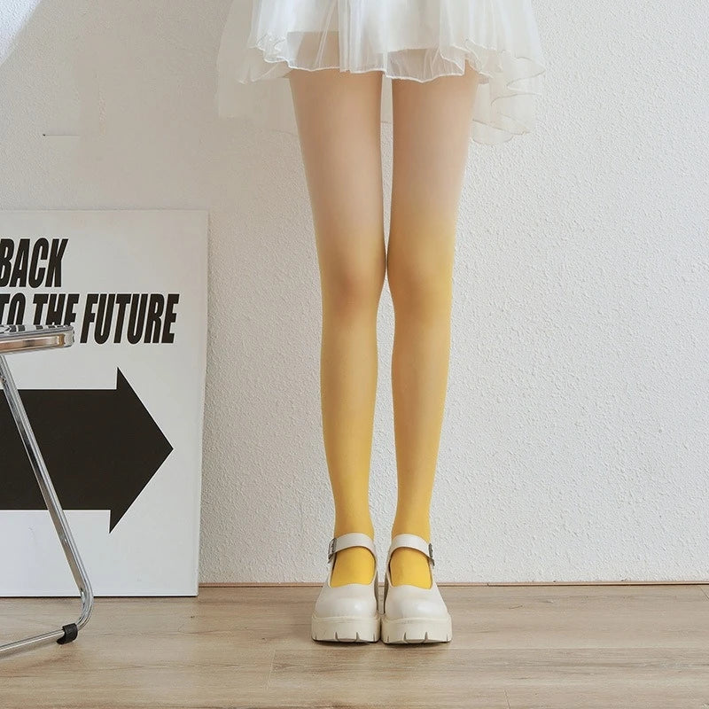 Lbsfy New Arrival Gradient Tights for Women Sexy Black Thin Candy Color Pantyhose Fashion Personality Nightclub Party Longh Stockings