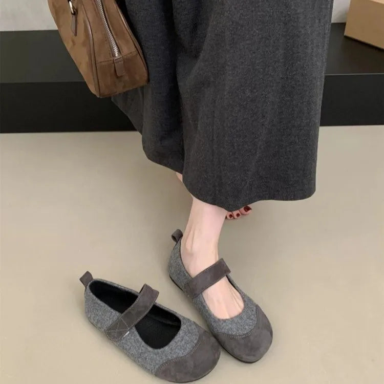 LBSFY -New Style Fashion Women's Winter Ballet Flats Slip On Shoes Soft Female Shallow Footwear Round Toe Ladies Mary Janes Flats Shoes