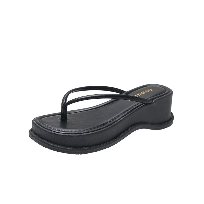 LBSFY  Summer Wedges Heel Women Flip Flop Fashion Clip Toe Slippers Shoes Beach Vacation Female Slides
