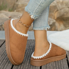 LBSFY -2025 Winter warm fluffy Woman slippers soft bottom non slip thick plush clogs women Casual Platform House inddor Shoes slides