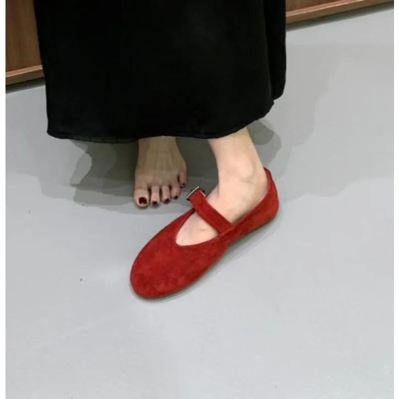 LBSFY -Autumn Fashion Flat Ballet Shoes Women Shallow Ballet Leather Round Toe Female Ballerina Soft Moccasin Mary Janes Shoes
