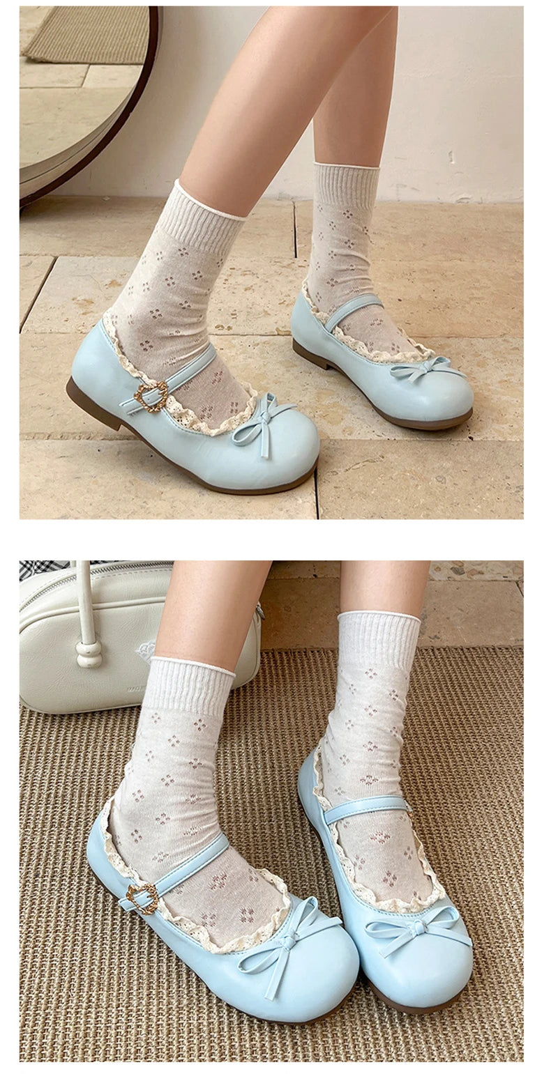 LBSFY -Spring New Butterfly-knot Women Flats Round Toe Shallow Ladies Casual Ballet Shoes Soft Leather Eelgant Dress Shoes