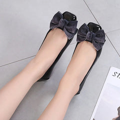LBSFY  -  Fashion Square Toe Women Flats Shoes Bow Women Shoes Patent Leather Casual Single Spring Ballerina Shallow Mouth Loafers Shoes
