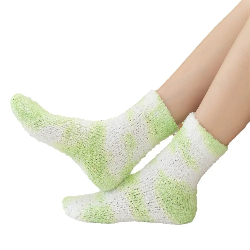 Lbsfy Socks Women Tie-dye Socks Ladies Warm Knee Winter Printing Thickened Coral Mink Fleece Girls Gift Hip Hop Floor Socks Stockings