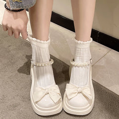 LBSFY -Fashionable Mary Jane Women's Shoes Thick Soles and Heightening Spring New Sweet Bow Shallow Mouth Buckle High-heeled Shoes