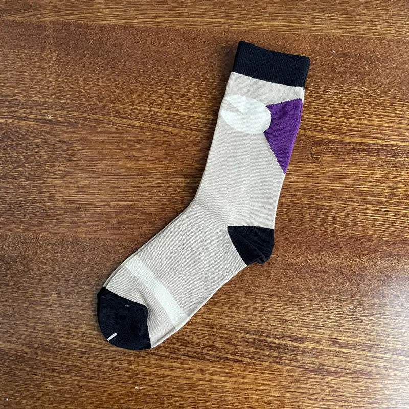Lbsfy Cotton Socks Women's Spring Winter Short Crew Socks Irregular Pattern Geometric Socks Girls Gift Harajuku Streetwear Calcetines