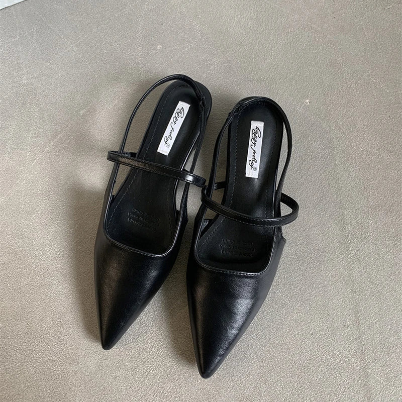 LBSFY  -Summer Women Cover Toe Flats Sandals Fashion Ladies Elegant Soft Leather Dress Singbacks Sandalias
