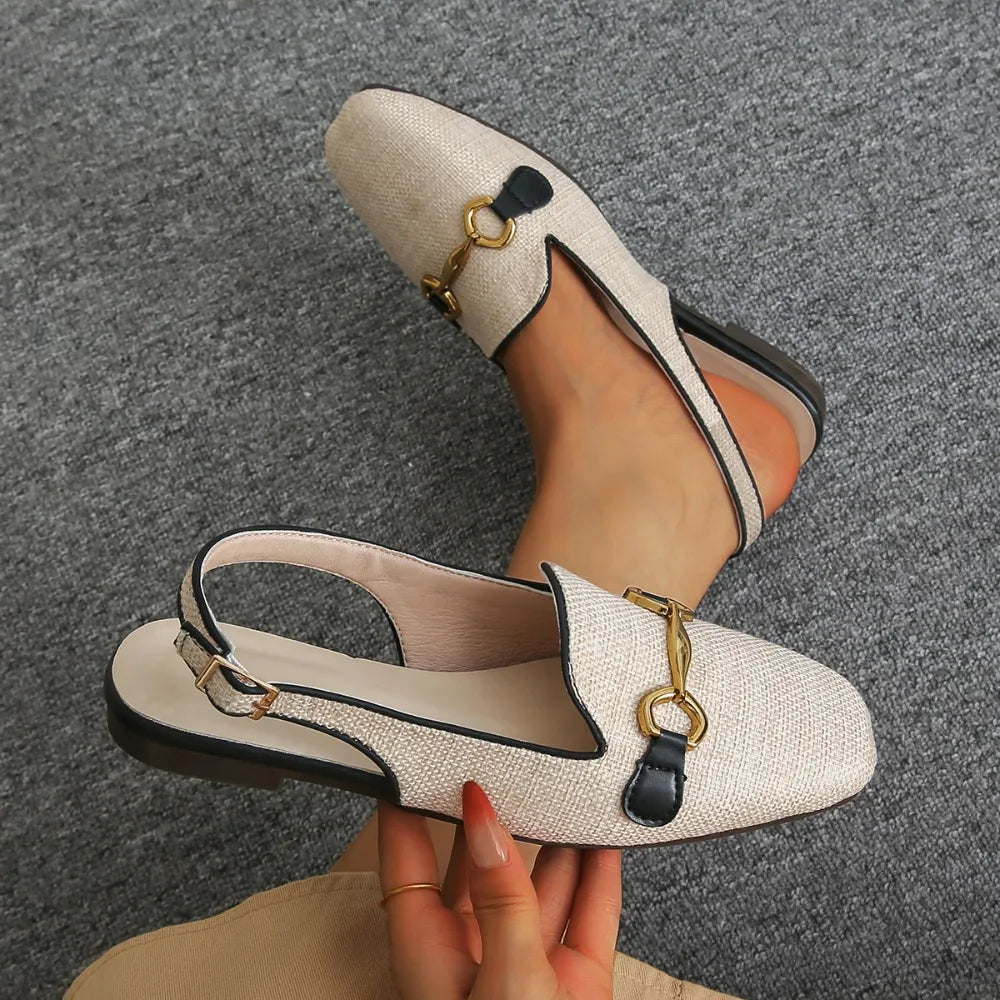 LBSFY -2026 Women Platform Sandals Anti-slip Closed Toe Metal Shoes Women Flat Outdoor Round Toe Wedge Sandals Women Sandalias De Mujer