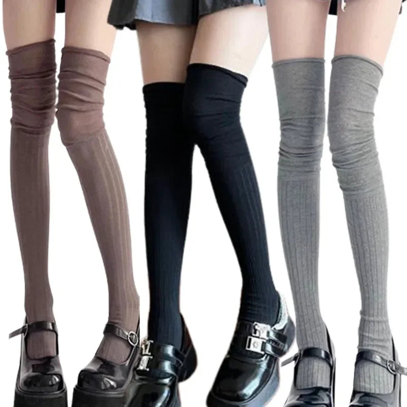 Lbsfy 1/3pairs Autumn Long Tube Socks Thermal Warm Stocking Female Trendy Casual Thigh High Striped Leggings Trendy Over The Knee Sock