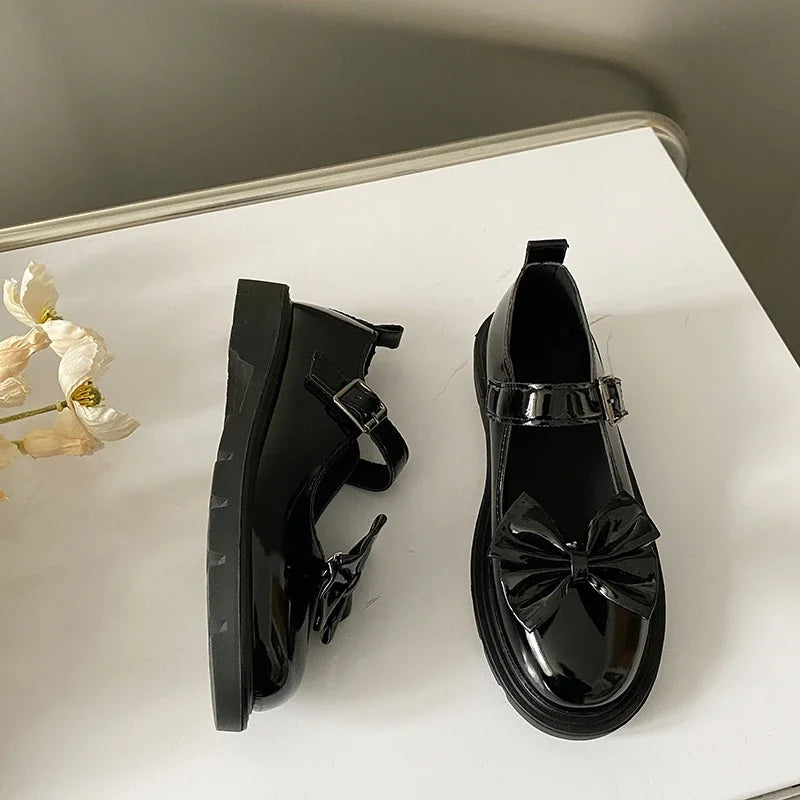 LBSFY -Women Black Lolita Shoes Casual Platform Mary Janes Heels Women Vintage Pumps for Women College Student Low Heel Women's Shoes