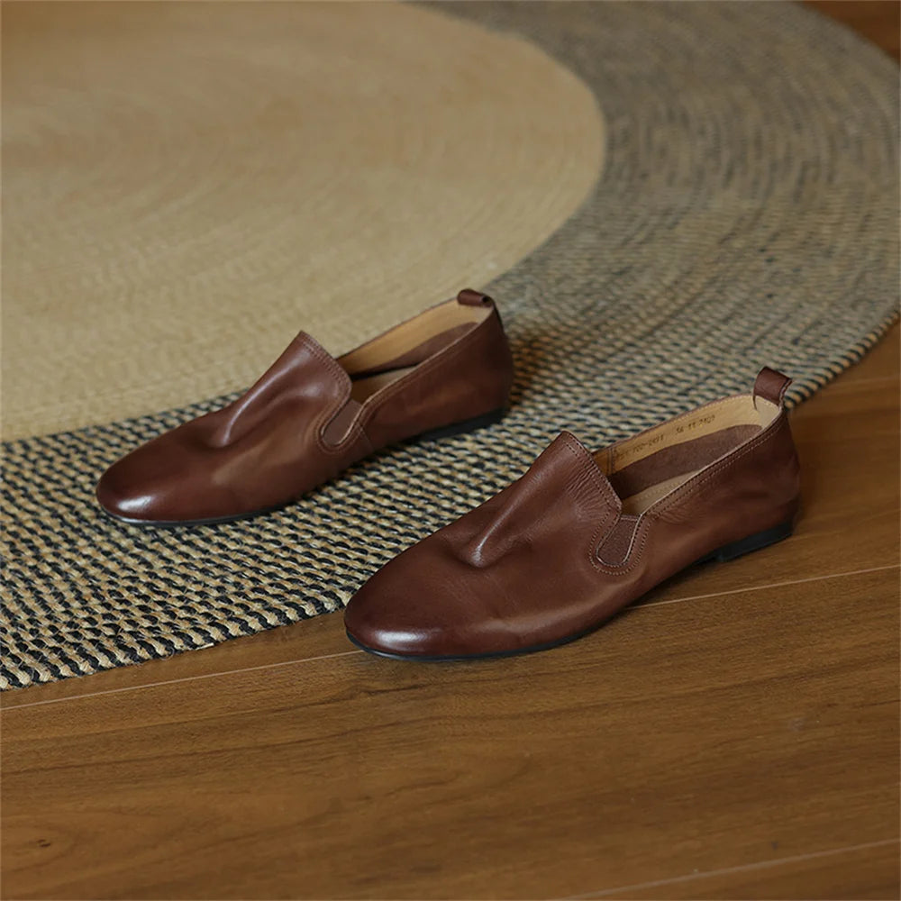 LBSFY  -  Women Genuine Leather 2025 Flats New Soft Leather Round Toe Casual Shoes Woman Flats Loafers Working Shoes