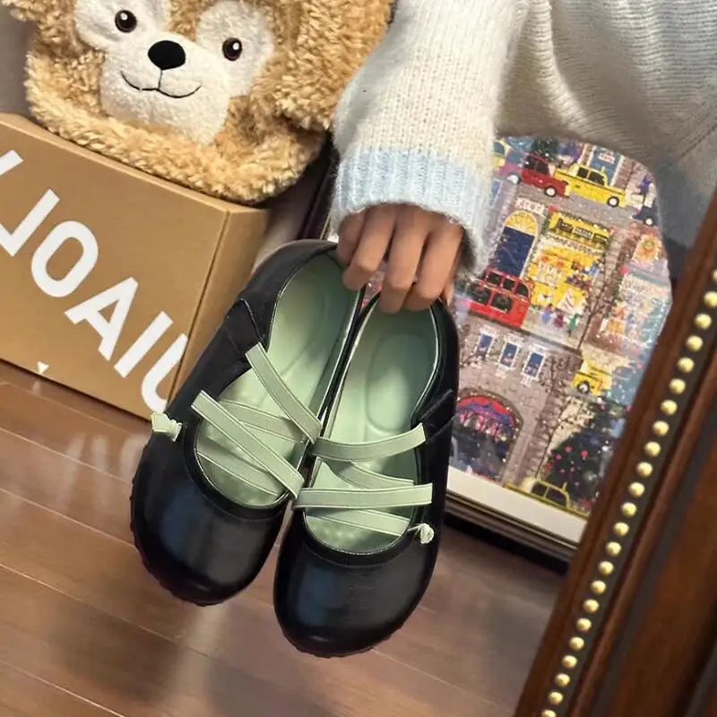 LBSFY  -  NEW Retro Mary Jane Shoes Women Fashion Casual Soft Sole Flats Female  Ballet Ladies Comfort Elastic Band Grandma Shoes