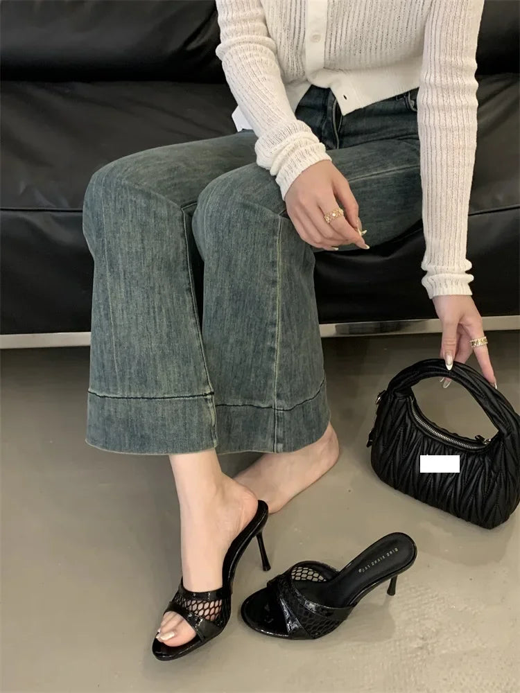 LBSFY -Summer Fashion Mesh Woman Slippers Elegance Stripper Thin Low Heels Beach Ladies Mules Slides Shoes Zapatos De Mujer
