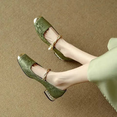 LBSFY  -Shoes Female Fashion Square Toe Women's Pumps Autumn Shallow Mixed Colors Outdoor Casual Chunky Heels Office Ladies Shoes