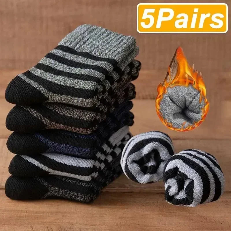 Lbsfy 5Pairs Winter Thicker Warm Men’s Sock Wool Male Women Socks Super Solid Socks Merino Wool Socks Against Cold Snow Terry Sock