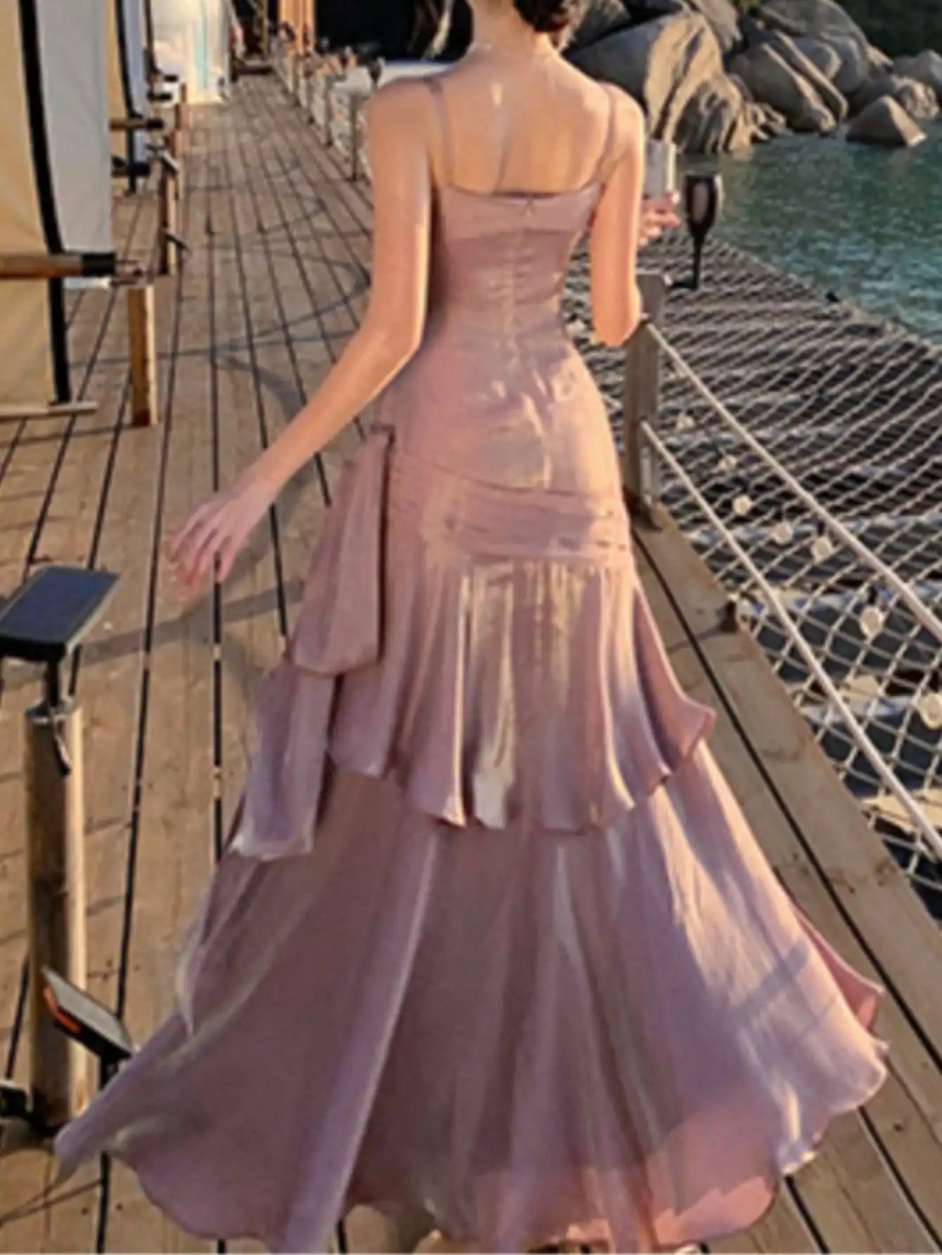 LBSFY -Elegant Spaghetti Straps Ruffles Graduation Party Dress Slim Waist Women Wedding Bridesmaid Dresses Festival Formal Clothes 2025
