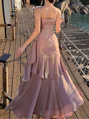 LBSFY -Elegant Spaghetti Straps Ruffles Graduation Party Dress Slim Waist Women Wedding Bridesmaid Dresses Festival Formal Clothes 2025