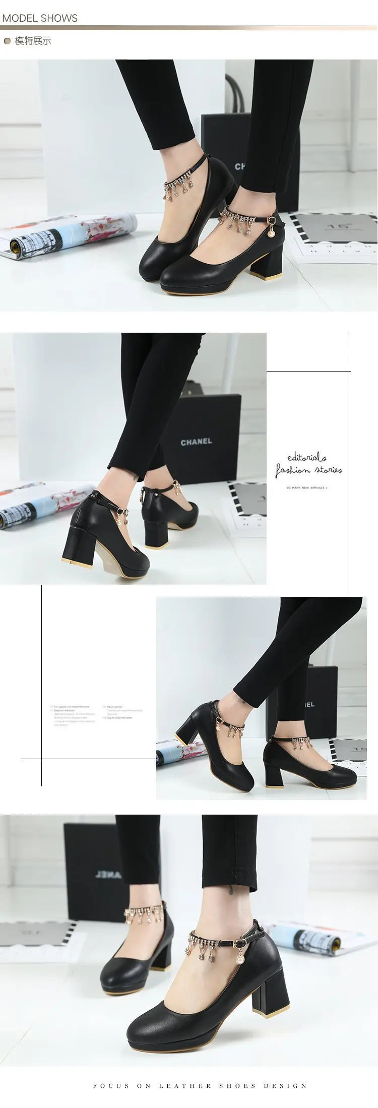 LBSFY -Women Elegant 6cm High Heels Lady Fashion Crystal Ankle Strap Thick Heeled Pumps Autumn 2024 Wedding Bridal Luxury Party Shoes