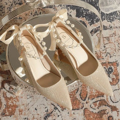 LBSFY  -  Women Sexy High Heels Shoes Beaded Pointed Toe Shallow Crystal Sandals 2024 Pumps Dress Shoes New Elegant Wedding Mujer Shoes