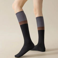 Lbsfy Stockings Women Knitted Cotton Color Matching Knee Socks Women Stockings JK Japanese Style School Girls Long Socks Stockings Sox