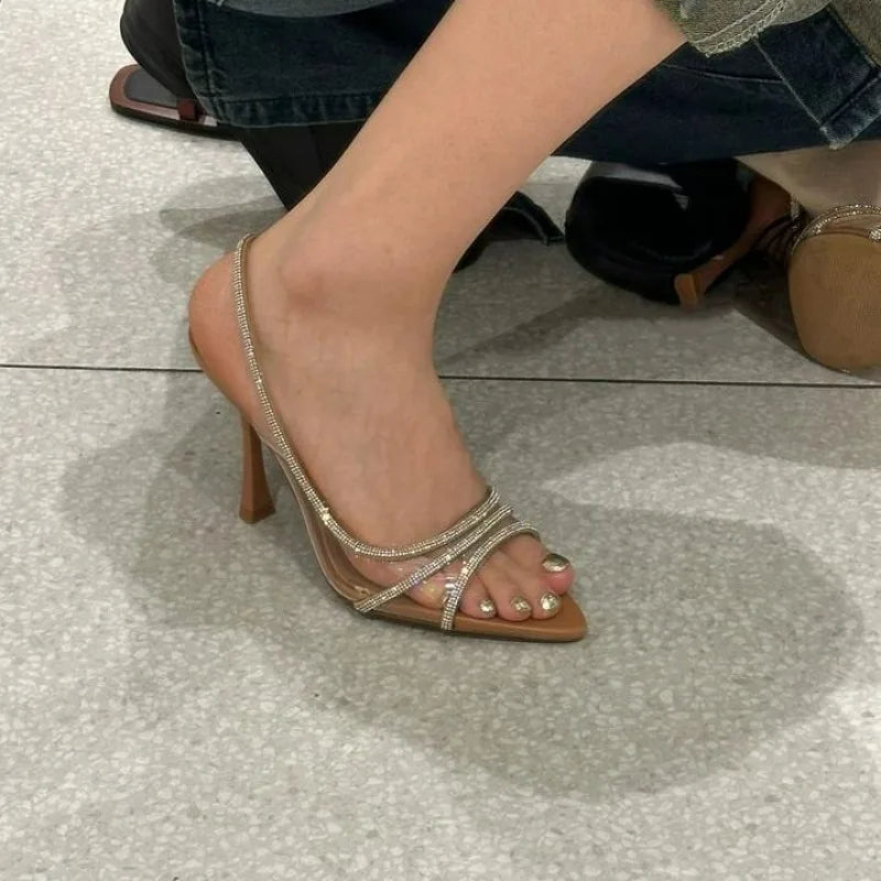 LBSFY -New Summer Crystal Women Sandals Fashion Elegant Transparent High Heel Shoes Ladies Outdoor Party Dress Sandalias