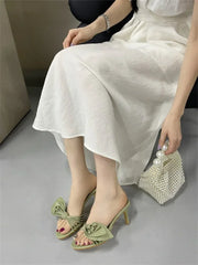 LBSFY -Fashion Open Toe Narrow Band Butterfly-kont Thin Heels Women Slippers Summer Party Dress Slides Shoes